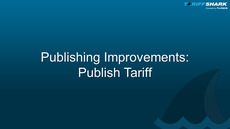 Publish a Tariff